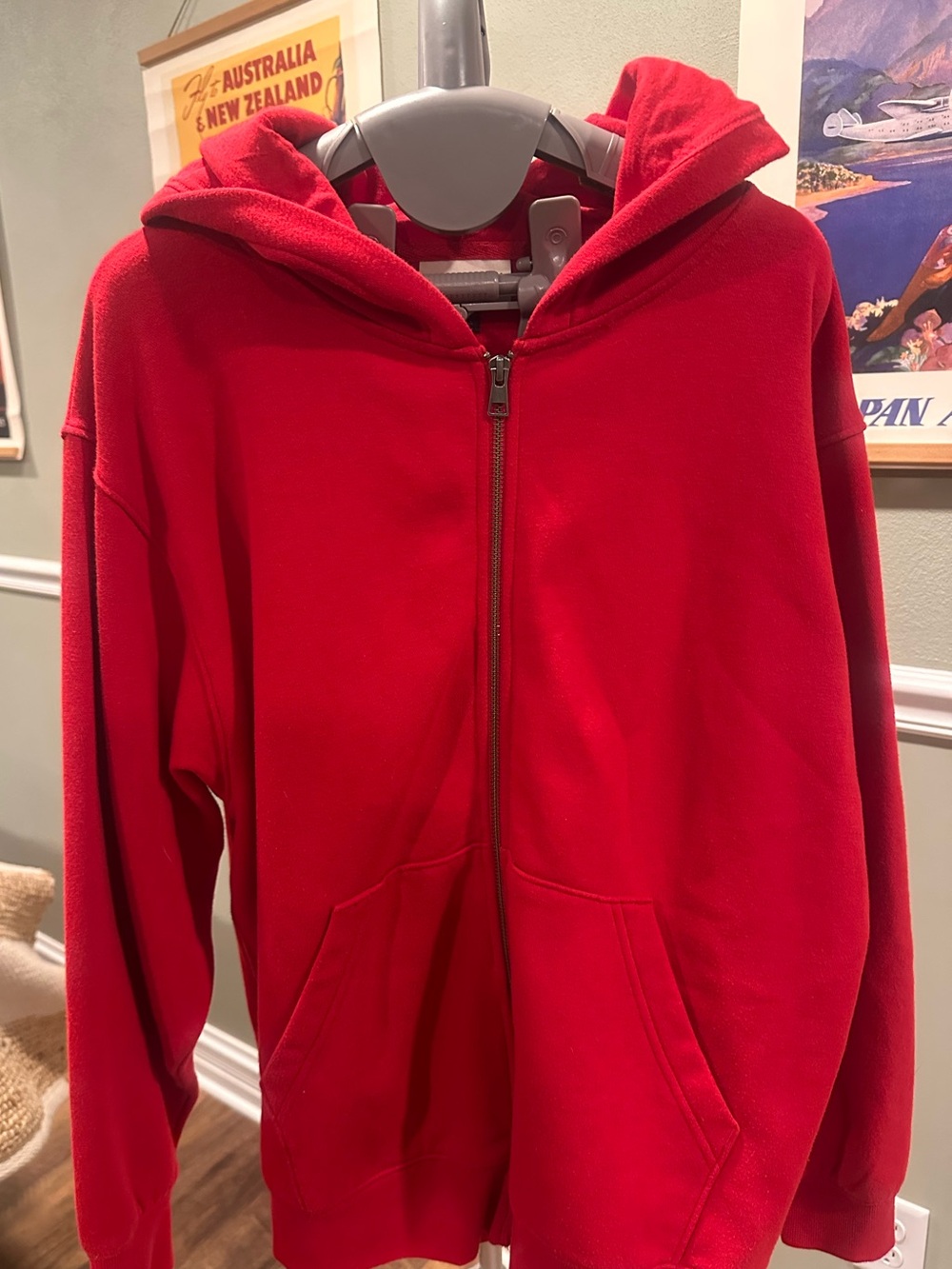 Red Full-Zip Hooded Jacket-Size XS
